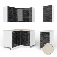 Кухонный гарнитур Танго  №7 Черный страйп(столеш Берил+сушка+планка)