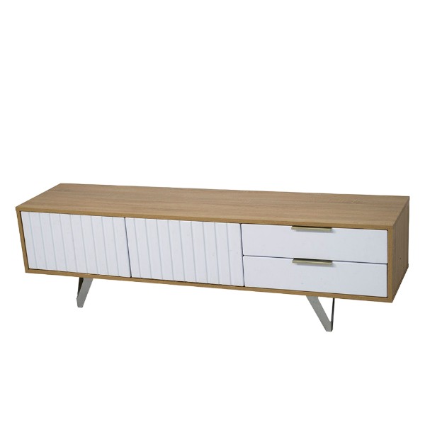 Тумба ТВ «Эддо» Сонома/Белый глянец/хром