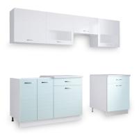 Кухонный гарнитур  РУМБА №5/ 1Белый Глянец/Мята Соф  (столешник, без мойки) 1,8 м