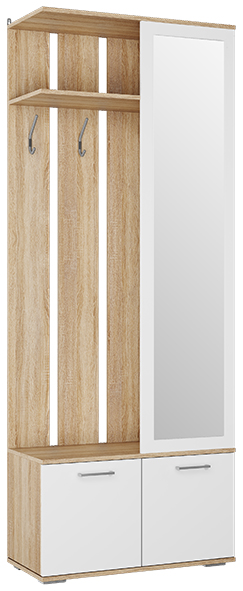 ЛАЙТ ПР-16 Прихожая, 2100*800*370 Белый/Дуб Сонома светлый