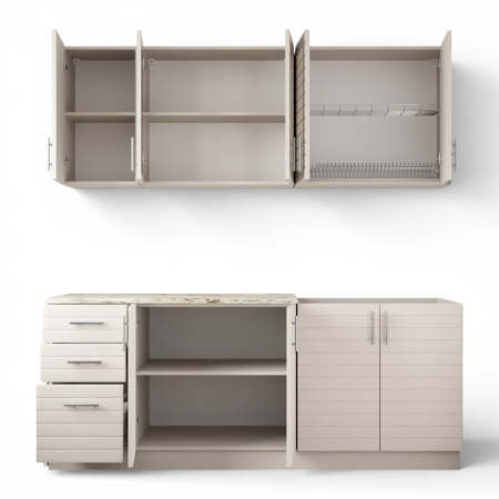 Кухонный гарнитур Комплект №9 Кашемир/Кашемир (столеш Версаль+Сушка+Планка) 2,0м 