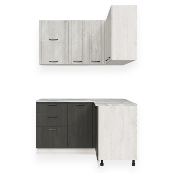 Кухонный гарнитур Угловой Бари Сосна лофт/Асфальт светлый/Асфальт темный(Столеш. Этория)