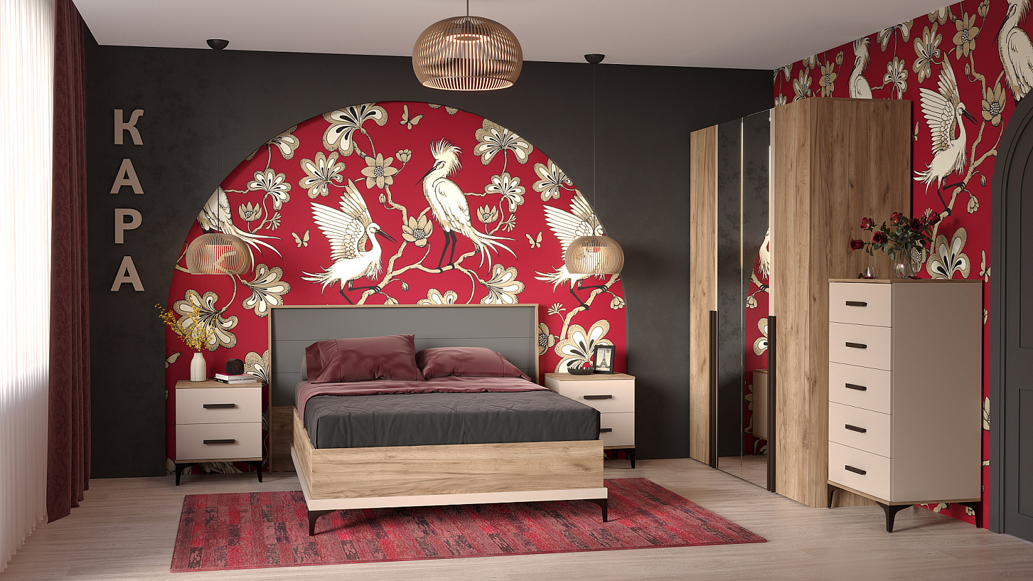 Кара 2 Тумба прикроватная Дуб Табачный Craft/Велюр