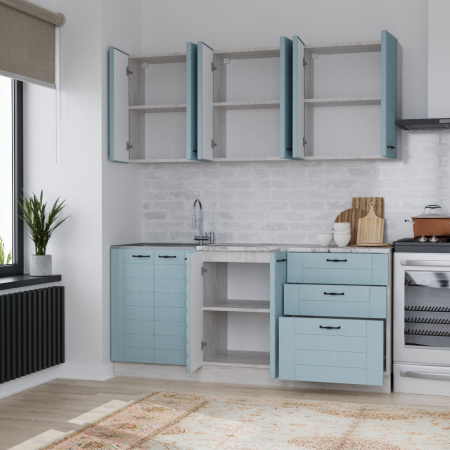 Кухня СОНЕТ  1,8  м  Сосна ЛОФТ / Дуб БИРЮЗА  (столешница Альберика+Планка) 