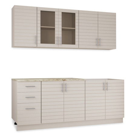 Кухонный гарнитур Комплект №9 Кашемир/Кашемир (столеш Версаль+Сушка+Планка) 2,0м 