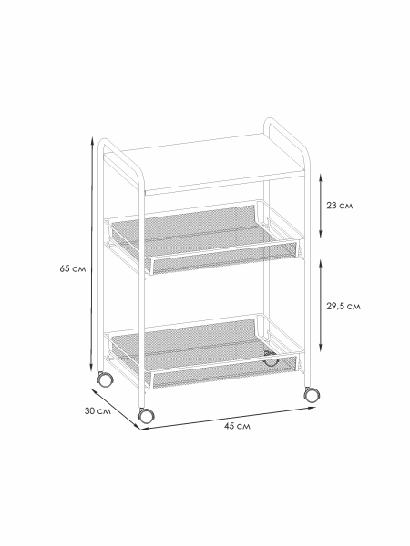 Этажерка "Ладья 33 КС (колес и стол под дер)Серый 3секц