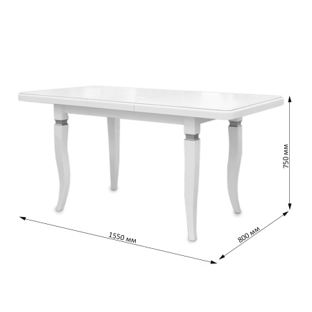 Стол СКР 120+35*80*75 прямоугол.(квадрат)/белая эмаль патина CЕРЕБРО/опора №5