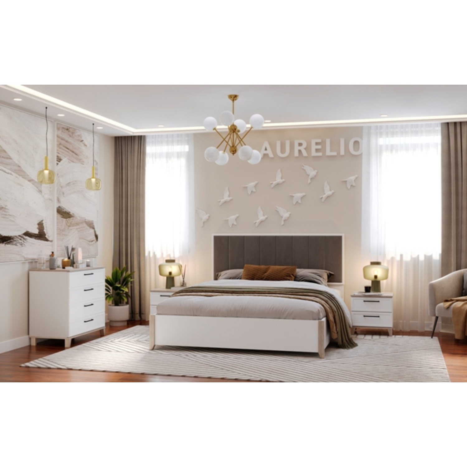 AURELIO 455 Комод Белый/Блеквуд Сатиновый/