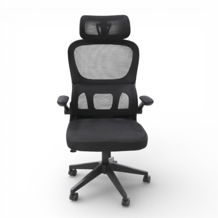 Кресло офисное OM889B поролон-сетка, черный 63x50x124-134 см