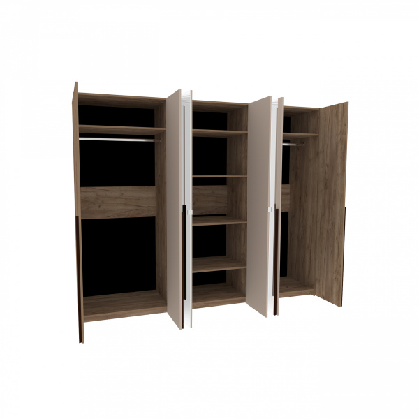 Кара 7 Шкаф для одежды и белья 6 дв. Дуб Табачный Craft/Велюр