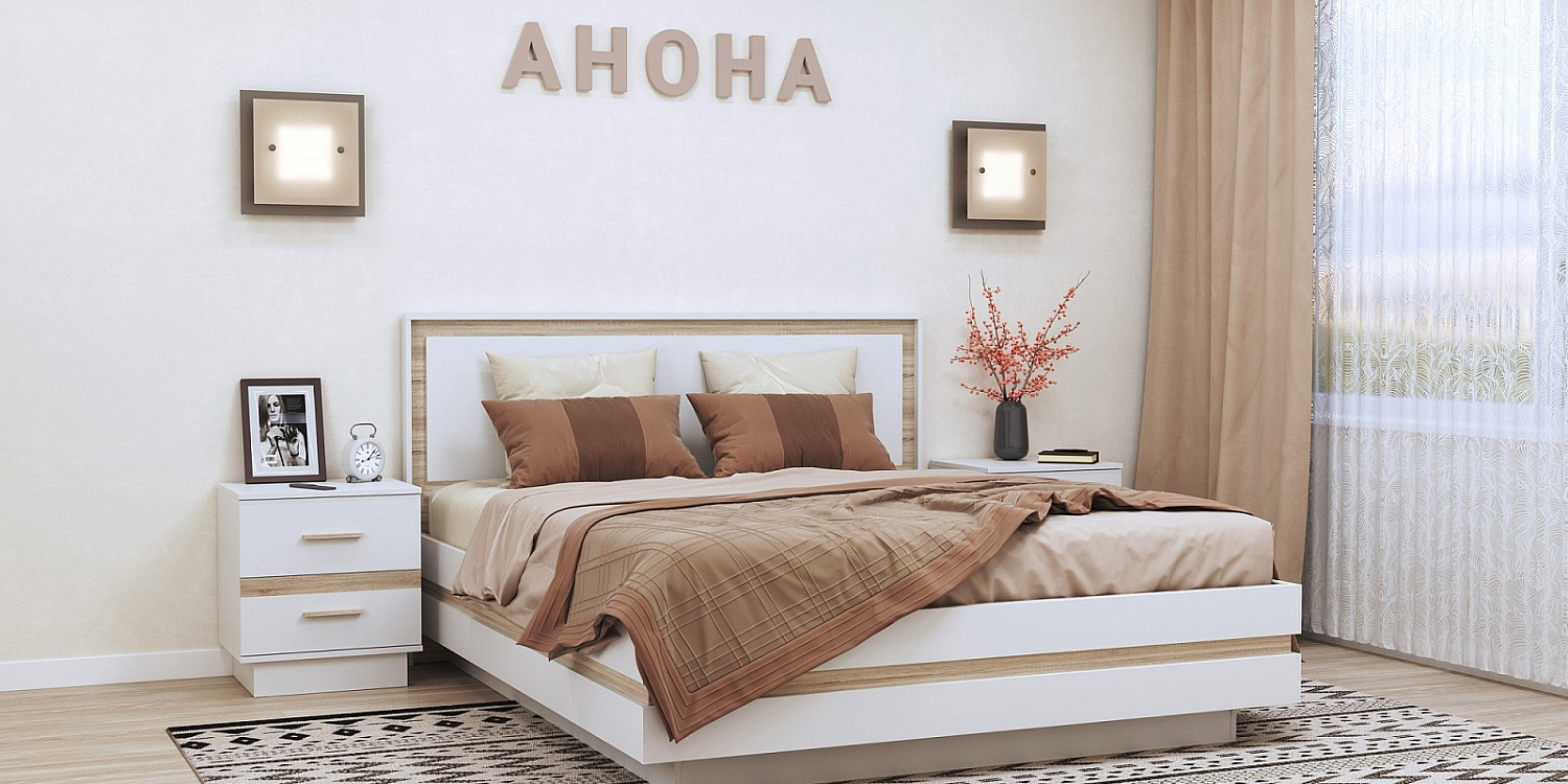 Анона 3 Комод высокий Белый/Дуб Сонома/