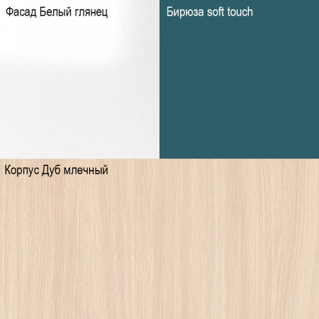 Кухонный гарнитур "Танго" белый/бирюза (столешик, без мойки)