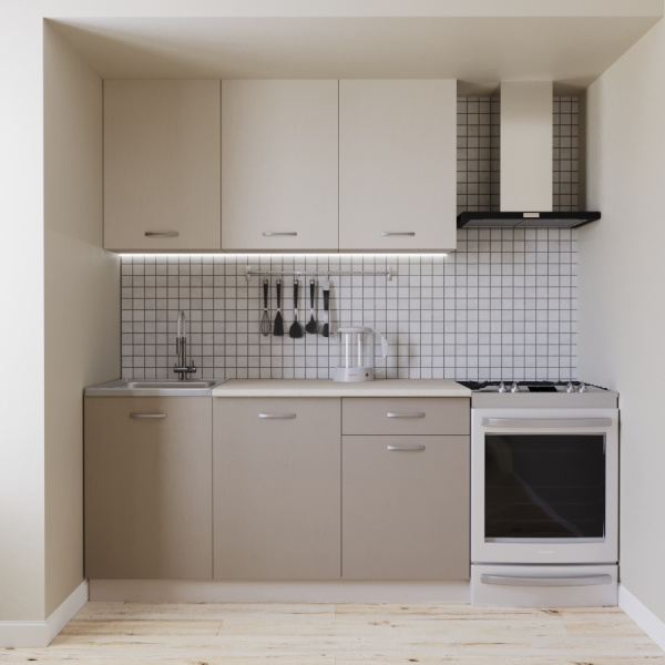 Кухня Комплект №2/1 Кашемир/Дуб Латте/Дуб Мокко(столеш Берилл беж, без мойки)1,5 м