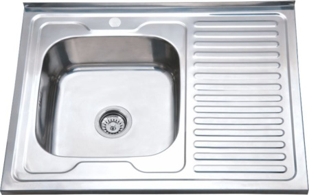 Мойка накладная 60*60 правая  R  (со сливной арматурой) 