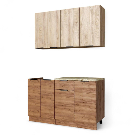 Кухонный гарнитур Регги Эндгрейн/Дуб Крафт Табачный (столеш.Версаль+сушка+планка) 