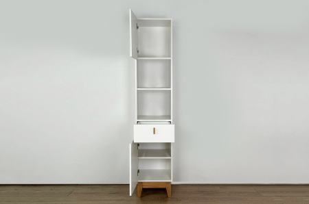 Стеллаж  Хюгге белое дерево/дуб крафт золотой/белый матовый