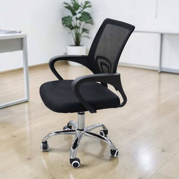 Кресло офис OM6020BIG сетка, черный, хром/55x57x90-100 