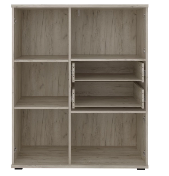 Комод со стеклом Альянс Дуб крафт/Белый глянец