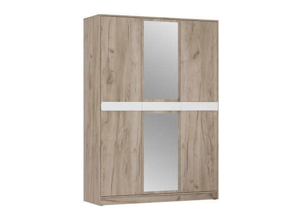 Шарм Шкаф ШРК-3 3-х створчатый распашной с зеркалом  дуб Крафт серый
