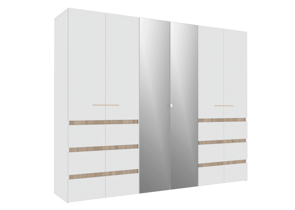 Анона 7 Шкаф д/одежды и белья 6 дв. Белый/Дуб Сонома