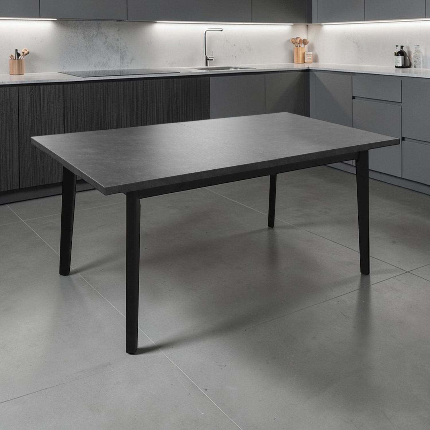 Стол Галактика 160,1600(550)*900 ЛДСП,Сланец Скиваро,подстолье  дерево, черный