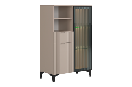 Комод 2 Рич со стеклом кашемир/фрапучино матовый/черный