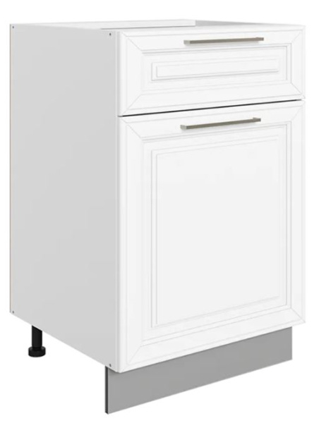  22.56  "Мишель" Шкаф рабочий L500 (1 дв. гл. 1 ящ.) (эмаль) (белый/белый) 