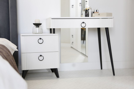 Ева Туалетный столик (с тумбой)/Белое дерево/Белый матовый