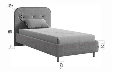 Кровать с основанием Лео 90х200 см галька/графит/велюр
