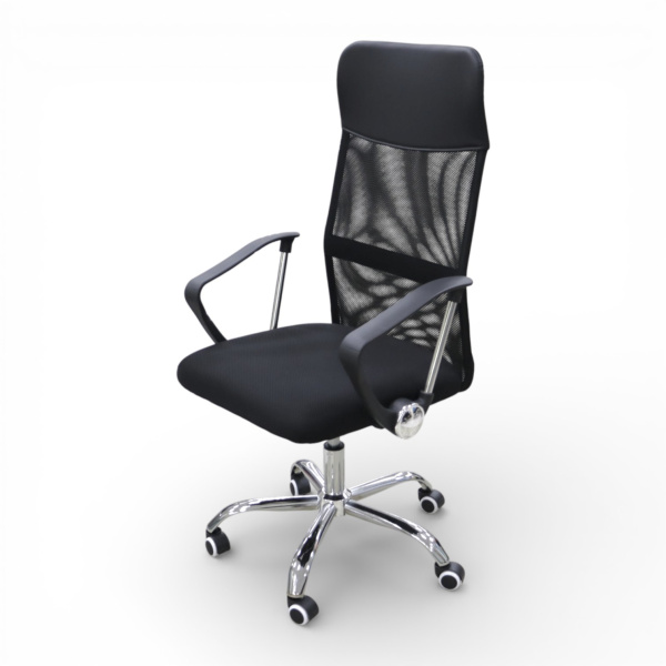 Кресло офисное OM133 сетка, хром, черный/49x62x108*118с