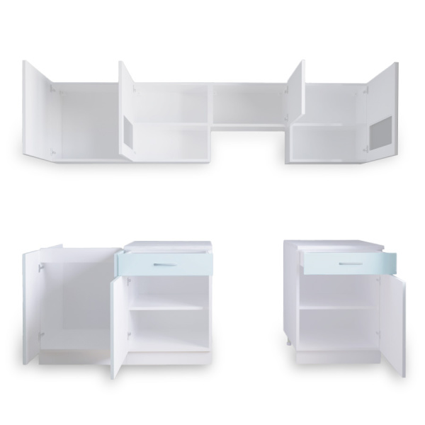 Кухонный гарнитур  РУМБА №5/ 1Белый Глянец/Мята Соф  (столешник, без мойки) 1,8 м