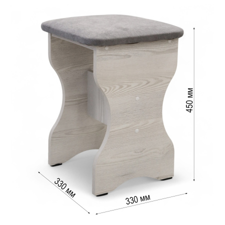 Табурет БН-200 Кожзам Серый/ Сосна Лофт