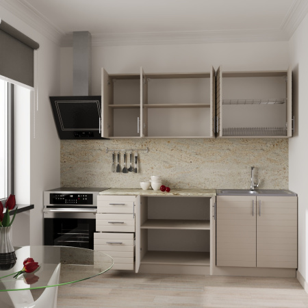 Кухонный гарнитур Комплект №9 Кашемир/Кашемир (столеш Версаль+Сушка+Планка) 2,0м 