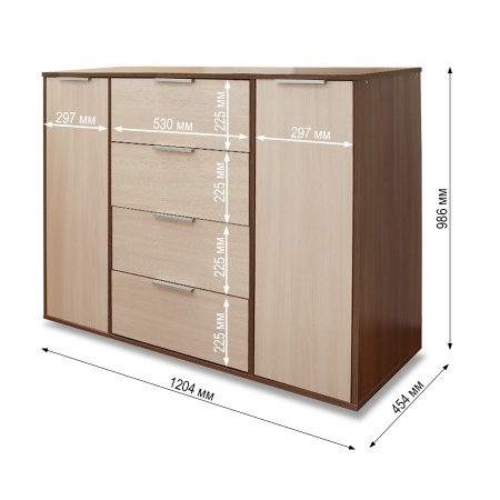 Комод БН-174-03 (1200) ясень шимо/дуб млечный