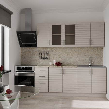 Кухонный гарнитур Комплект №9 Кашемир/Кашемир (столеш Версаль+Сушка+Планка) 2,0м 